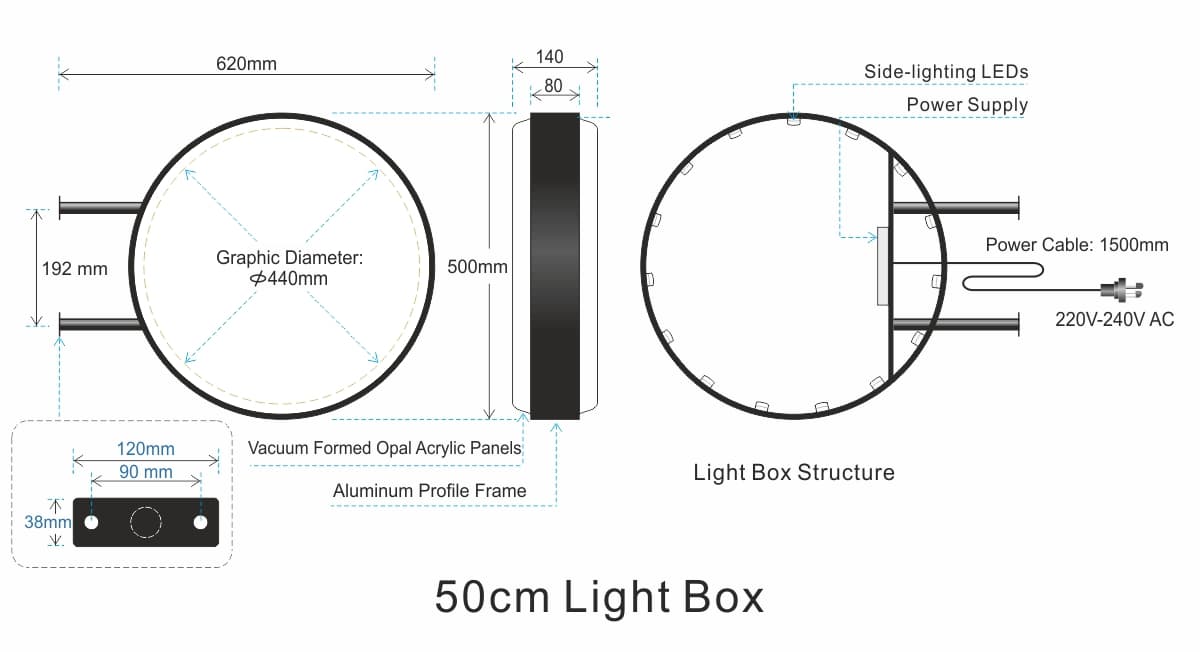 round light box-650mm
